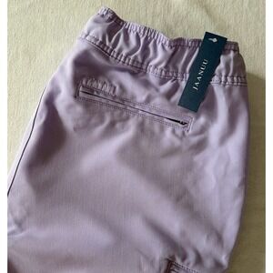 JAANUU Women Lilac Scrub Pants Light Purple Jogger Cargo Style Size Large NWT